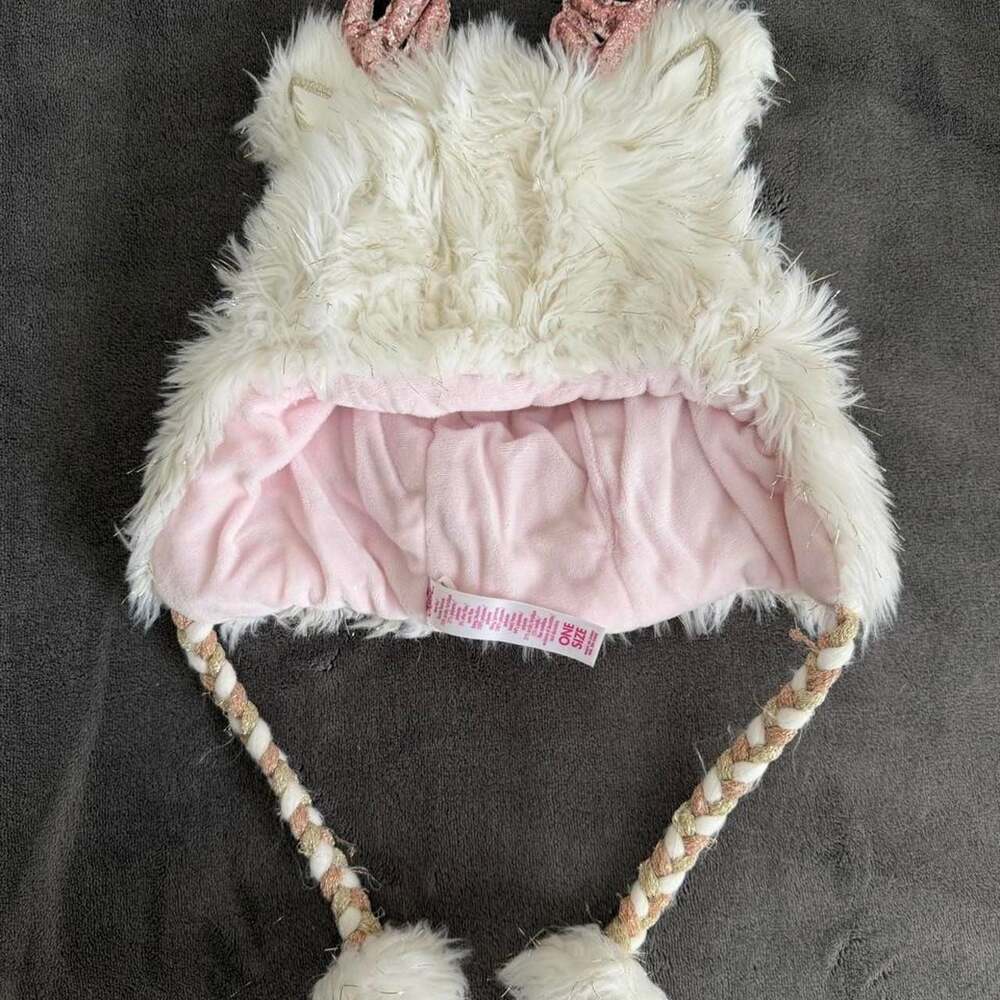 Justice Faux Fur Reindeer Winter Hat With Braided Tassels